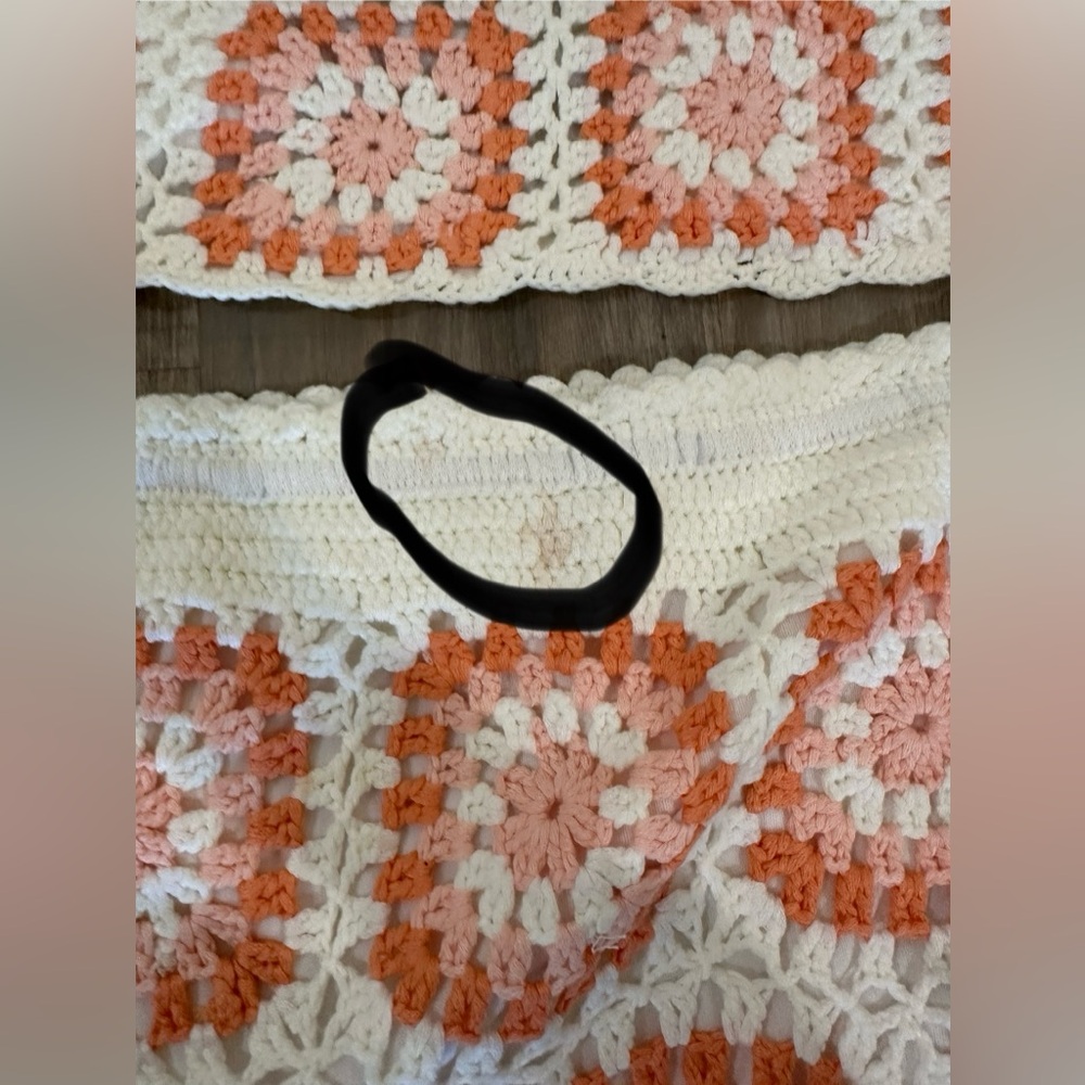 Pink Lily| size medium| pink & orange squared away crochet tank and skirt set - Picture 7 of 11